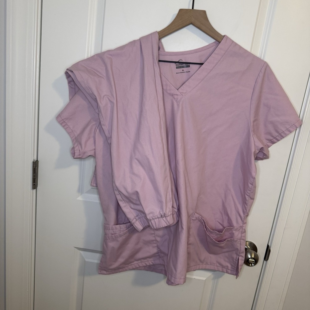 Buttersoft Women's Scrub Set Joggers Blush Pink Top Xl Bottoms L Medical